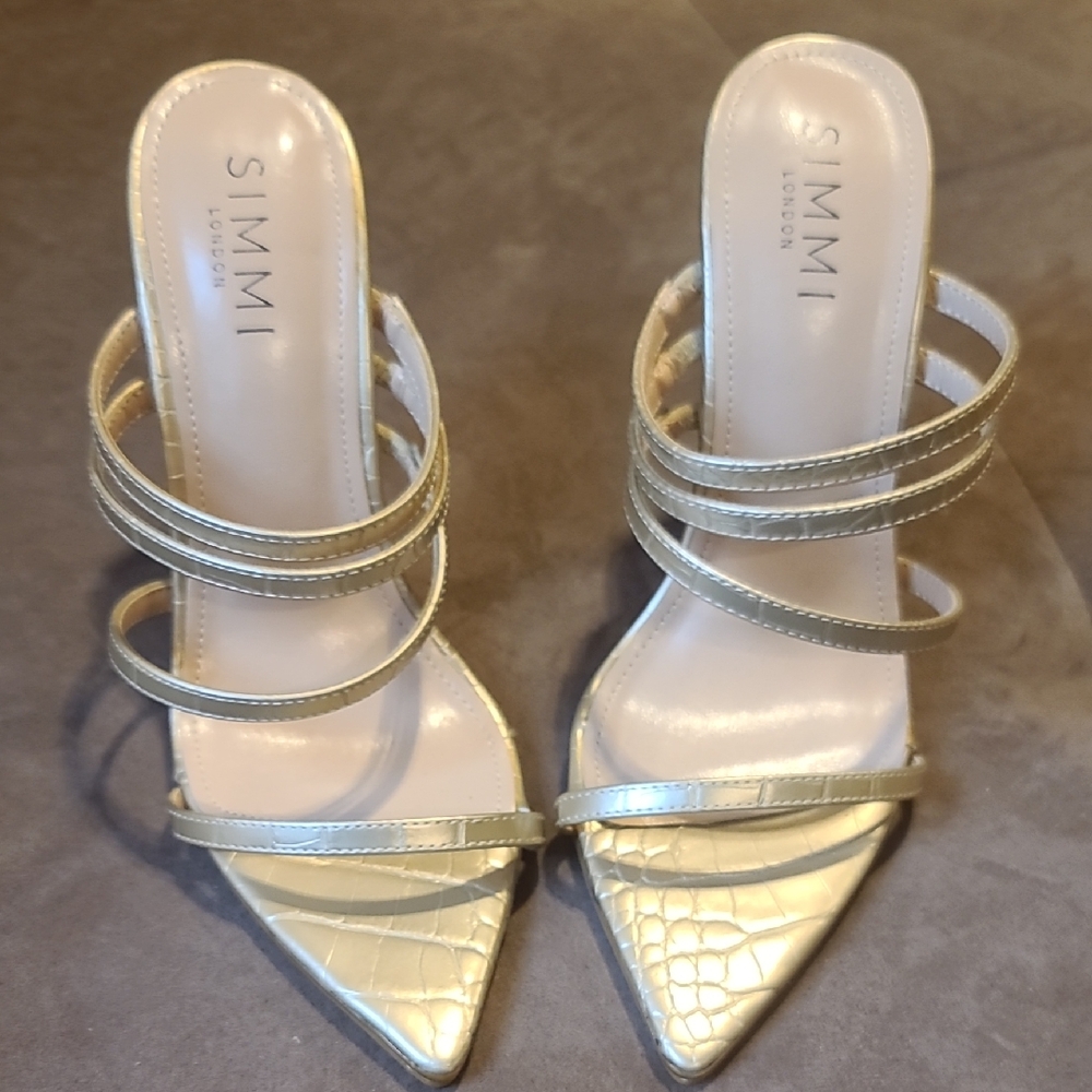 Simmi London Gold Strappy Heels